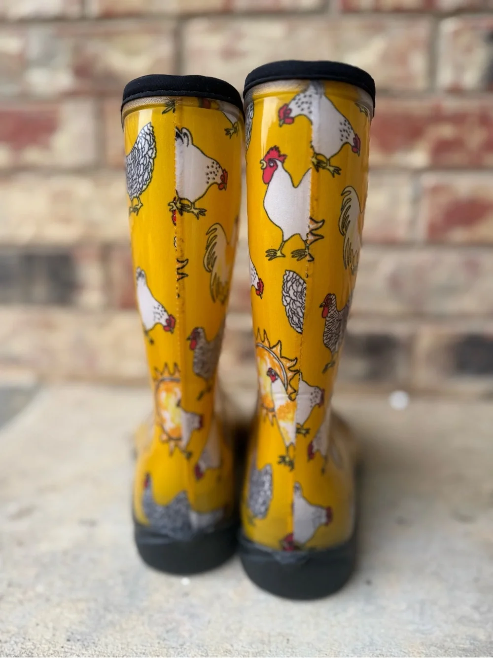 Sloggers Yellow Chicken Print Waterproof Rain Boots